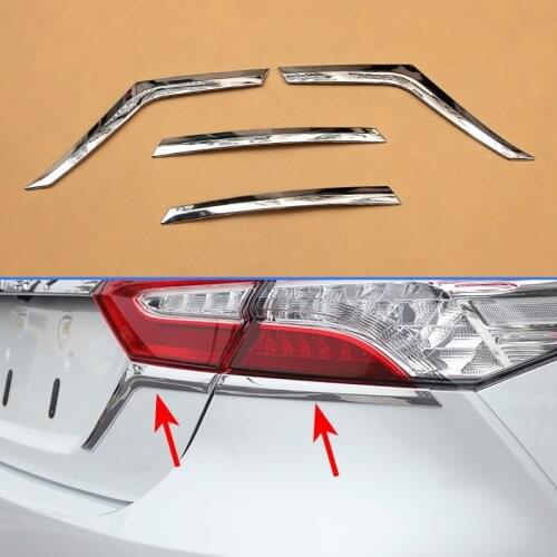 Bright Chrome 4Pcs/Set Trims For 2018 Toyota Camry Hybrid L/LE/XLE Rear Tail Light Combo Moulding Extra Added Covers Accessories