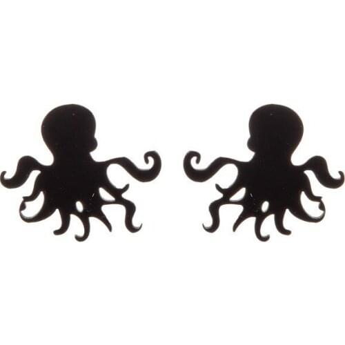 2020 New Cool Acrylic Japanese Black Little Octopus Female Stud Earring Leisure Creative Vintage Earrings for Women Jewelry