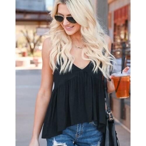 Womens Sleeveless Sling Vest, Solid Color V Neck Loose Fit Tank Tops, Casual Simple Style Top Clothes