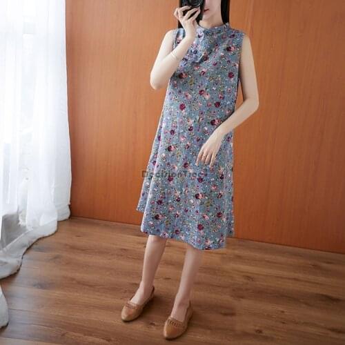 2021 original design women dress sleeveless cheongsam dress vintage chinese dress qipao elegant dance costume oriental dress