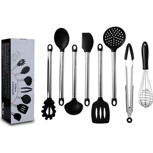 10 Sets Silicone Cooking Utensils Stainless Steel Handle Nonstick Heat Resistant Kitchen Gadgets Cookware Spatula Wholesale K1