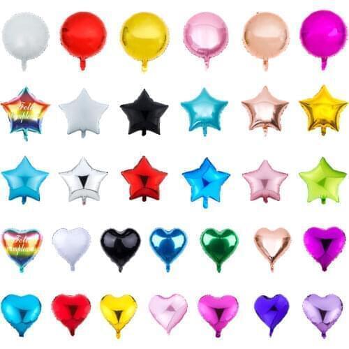10pcs 18inch Rose Gold Foil Star Hear Balloons Inflatable Helium Balloon Baby Shower Birthday Wedding Party Decorations Supplies