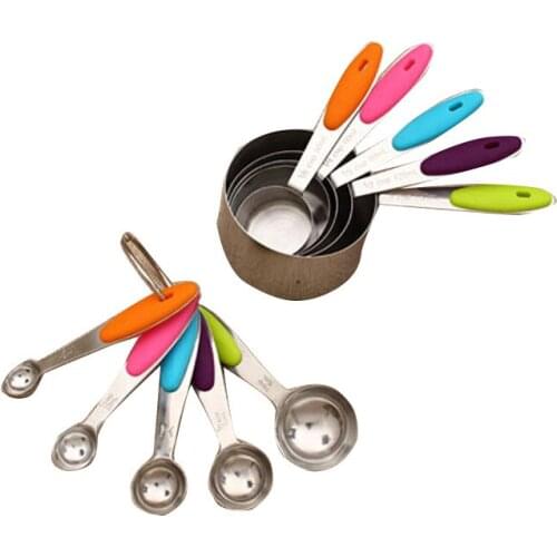 10-piece stainless steel spoon Baking non-slip silicone measuring cup Color box packaging kitchen tools