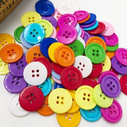 Free Shipping 100 Pcs 4 Holes Round Plastic Sewing Buttons Mixed Color Scrapbooking 20mm PT180