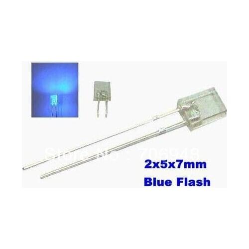 Free shipping 50pcs/lot blue blinking led, 2x5x7mm