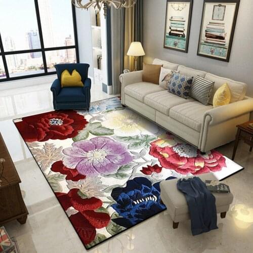 American Classical 3D Big Flowers and Flowers Doormat Bedroom Living Room Bedside Carpet Floor Mat