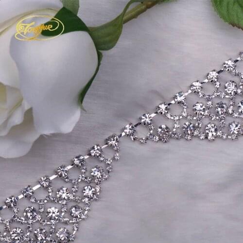 7*3cm Sparkling Clear Glass Crystal Rhinestone Applique DIY Wedding Evening Dress shoulder Sewing Decoration