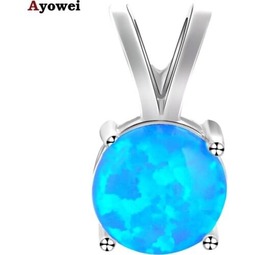 Ayowei Fantastic Fashion Jewelry Fine Blue Fire Opal silver plated Shining Necklace Pendants for Women OPS684A