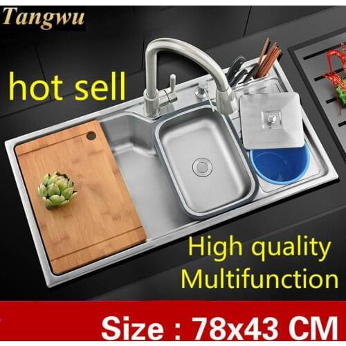 Free shipping Household standard Kitchen sink durable food grade stainless steel hot sell 78x43 CM