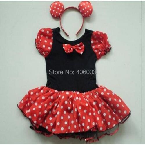 Free shipping fantasia infantil minie-mouse party girls dresses costume with headband hallooween tutu dress