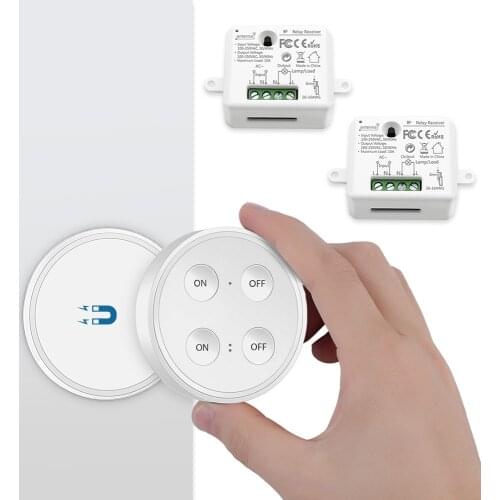 Lighting remote control wireless switch and 2 receivers, control 2 lights by 1 switch, No WiFi, No Hub, easy for installation