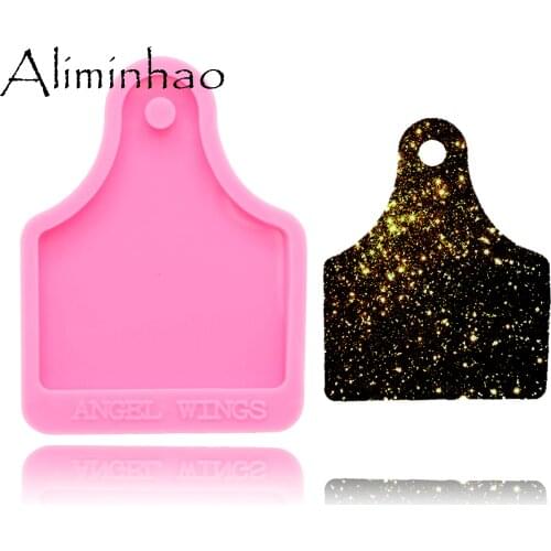 DY0114 Shiny silicone Cow tag molds DIY epoxy resin molds for jewelry Decorative Craft DIY Cow ear label Keychain Mold wholesale