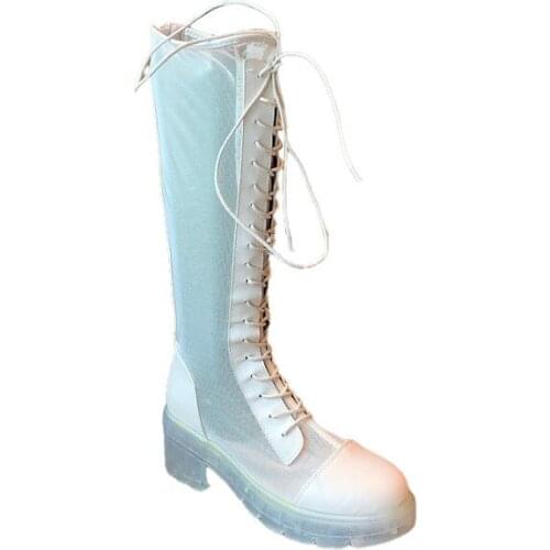 New Sandals Over Knee Net Red Hollow Diamond-studded Long Boots Large Size shoes