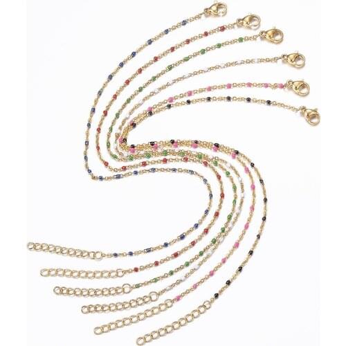 304 Dripping Oil Stainless Steel Anklets Color Ethnic Style Anchor Chain Foot Accessories Wholesale 10 Pieces a Set
