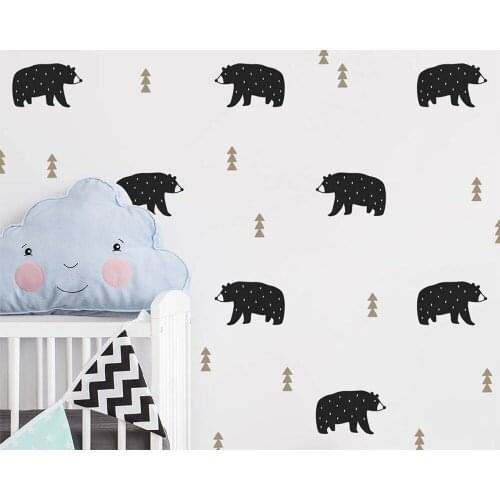 Beauty Tribe Bear Wall Stickers Decorative Sticker For Kids Rooms Decor Wall Decals Baby Vinyl Wallpaper Mural