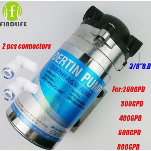 Water Filter Parts Water Filtration Booster Pump with 2pcs Connector For 400 GPD 600GPD Water purifier Reverse Osmosis machine