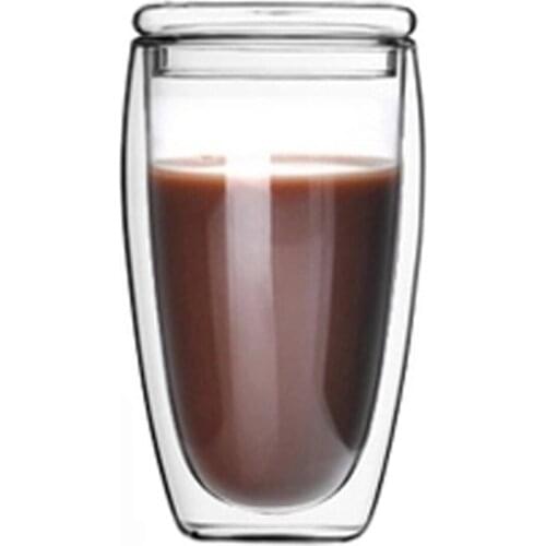 1PC 250/ 350/ 450/ 650ml Double Glass Juice Coffee Cup With Glass Lid Daily Drinkware Juice Mug Personal Water Tea Cup Hotsale