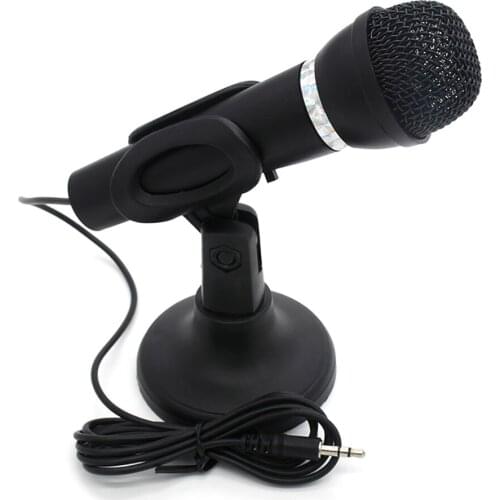 Condenser Mic 3.5mm Plug Jack Home Stereo Microphone Desktop Stand Holder For PC YouTube Video Skype Gaming Podcast Recording