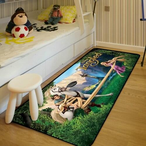 Disney Tangled Princess Rug Cartoon Frozen Girls Play Mat Thickening Eco-friendly Children Non-slip Carpet Living Room Doormat