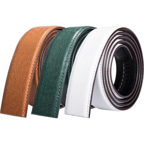 3 Pack Leather Belt Blue Brown White Waist Strap Without Buckle Holeless Belt Fashion Men Belts for Wedding Party Barry.Wang