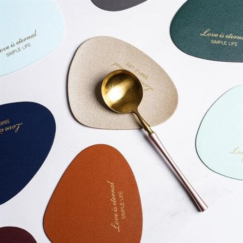 Creative Triangular Table Mat Insulation Dining Table Bowl Pads Faux Leather Milk Tea Coffee Drink Mats For Cafe Restaurants