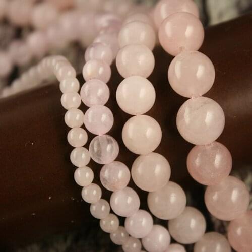 4mm 6mm 8mm 10mm Round Pink Quartz Stone Spacer Beads Natural Stone DIY Loose Beads For Jewelry Making Strand 15" Wholesale