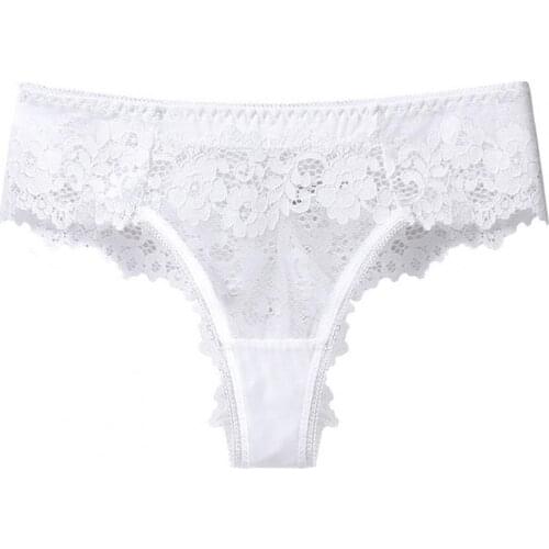 Lace Embroidery Low Waist Hollow Thong G-string Panties Underwear for Daily Wear