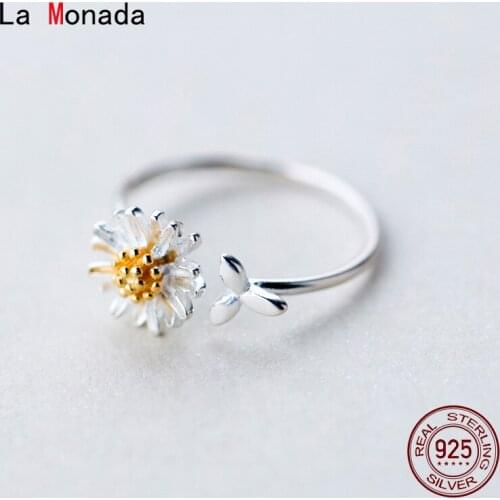 La Monada Daisy Women Ring 925 Sterling Silver Minimalist Rings For Women 925 Silver Fine In Jewerly Rings Woman Resizable Open