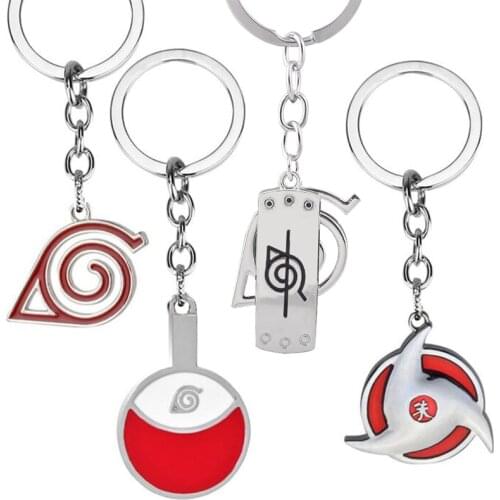 Red Cloud Anime Ninja Metal Keychain Charms Accessories Cartoon Keychain Holder Chain Ring Toys for Children Gift