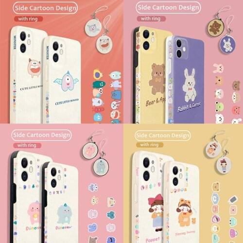 Cute Cartoon Bear Phone Case For iPhone 12 Pro Max Soft TPU Camera Protection Back Cover For iPhone 7 8 Plus X Xr Xs Max Cases