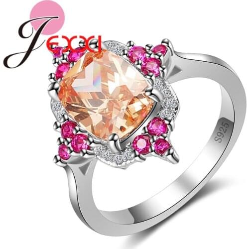 Trendy Women Cubic Zirconia Rings For Party 925 Sterling Silver Anillos Bijoux Fashion Bridal Wedding Bands Ring Bride