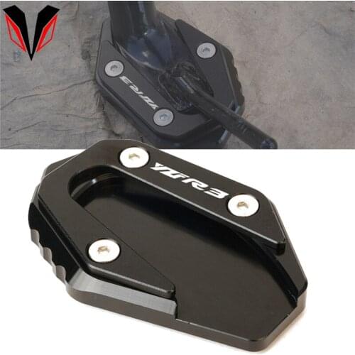 Motorcycle Kickstand CNC Aluminum Side Stand Extension Pad For Yamaha YZF R3 2020 YZFR3 2015 2016 2017 2018 2019 2021