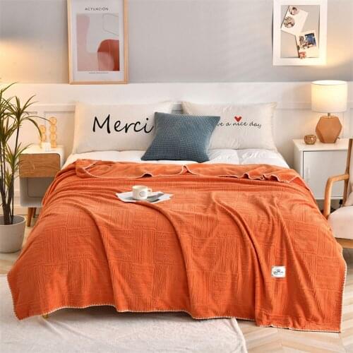 Svetanya Orange Solid 3D Soft Print Summer Double-side Blankets Throws Plaids Flannel Coral Fleece Microfiber Bedsheet Nap