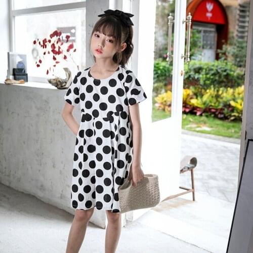 Princess Dress for Girls Polka Dot Girl Dress Elegant Summer Cotton Children Dresses Casual Kids Clothes 4 6 8 10 12 14 16 Y