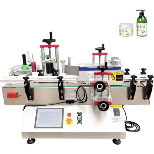 PLM-120R Automatic Plastic Tin Can Round Glass Bottle Single Side Labeling Machine Label Sticker Desktop Labeller 400W 220V