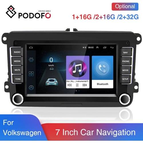 Podofo 7" Android Car Multimedia player WIFI GPS Navigation 1+16/2+16/2+32 For Skoda VW Passat B6 Polo Golf 4 5 Touran Seat FM
