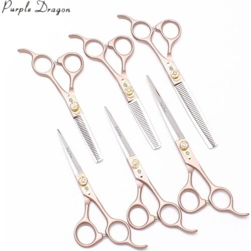 5.5" 6" 7" 440C Purple Dragon Dog Scissors Professional Grooming Scissors Kit Straight Shears Thinning Shears Pet Scissors Z9105