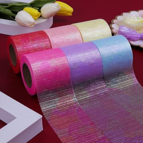 Tulle Roll 6cm*25yards Glitter Stripe Tulle Ribbon for DIY Tutu Table Skirts Pom Poms Wedding Baby Birthday Party Decor Supply