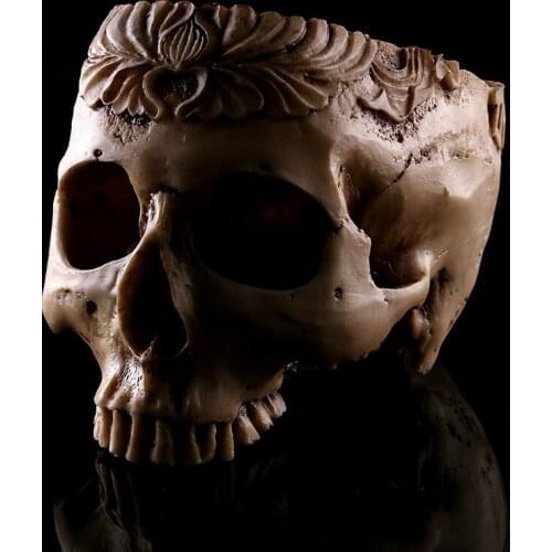 Human Skull 1:1 Planter Archaize Garden Storage Pots Resin Finish Skeleton Container Flowerpots For Decoration