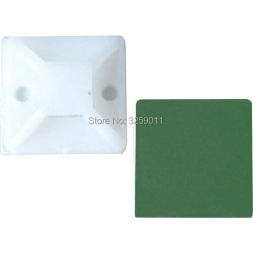 500PCS Self Adhesive Backed Cable Tie Mounts Wire Zip Tie Base Holders White 25 mmx 25 mm green stick