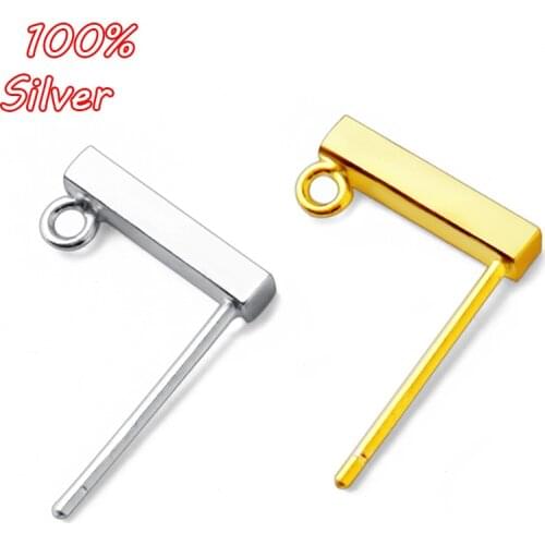 925 Sterling Silver Eardrop Gold Color Word Circle Earrings Pendant Ear Hooks DIY Jewelry Making Handmade Findings Accessories