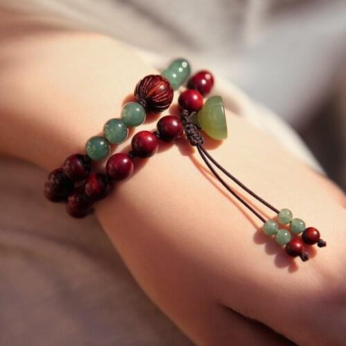 Hand string of female money silks color original zen jewelry gift emerald water lotus born beads restoring ancient ways