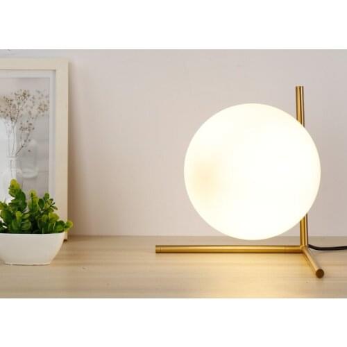 Modern Dia 20cm White Glass Ball Table Lamp For Bedroom Study Bedside Desk Light Lighting Fixture LED Suspension Lamps TA029