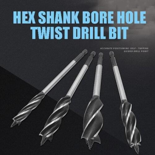 Hex Shank Bore Hole Twist Drill Bit shank woodworking bit perforating support electric drill rotary head wood plank hole special