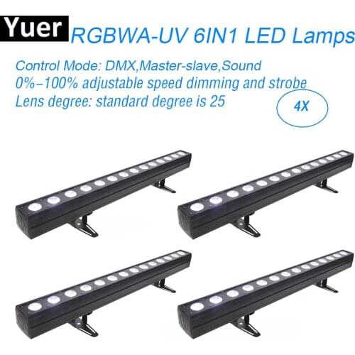 4Pcs/Lot New 14X12W RGBWA-UV 6IN1 LED Lamps Music Colours LED Wash Wall Light DJ Disco Stage Effect Lights Party Lighting