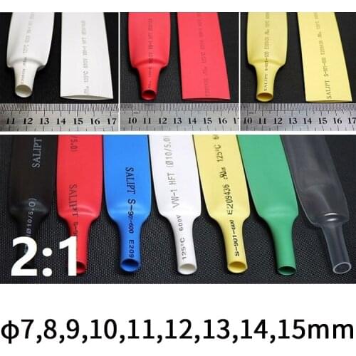 Heat Shrink Tube Diameter 7 8 9 10 11 12 13 14 15mm PE 2:1 Ratio Insulated Cable Sleeve Wire Wrap Connect Electric Cable Repair