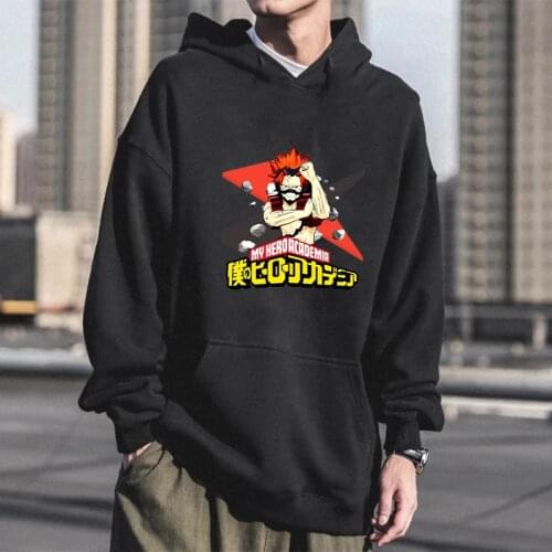 Harajuku Anime My Hero Academia Kirishima Eijiro Hoodies Men Fashion Cartoon Boku No Hero Academia Printed Winter Sweatshirt Top