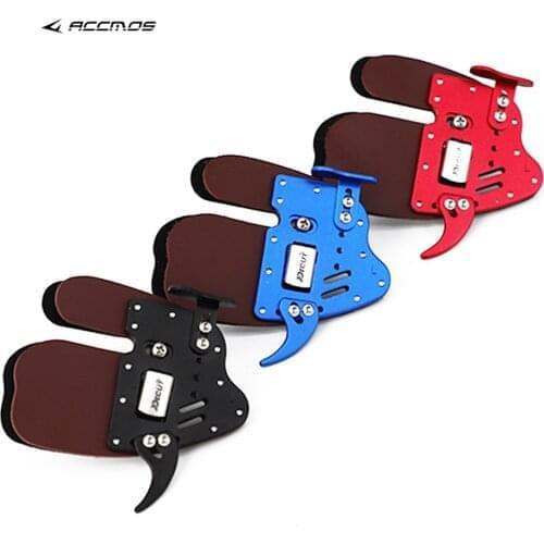 DECUT Archery Finger Tab Guard Protection LH/RH S/M/L/XL Genuine Leather Aluminum For Bow Finger Protector Recurve Bow
