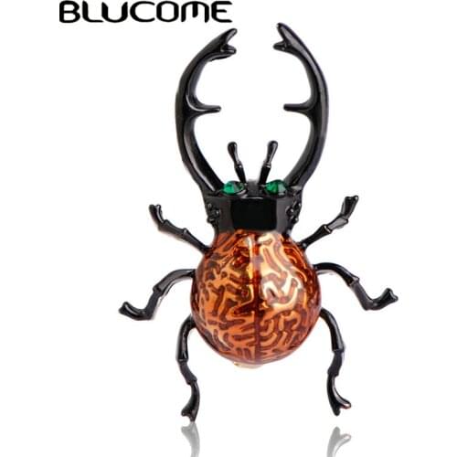 Blucome Cute Crawling Insect Brooch Gunblack Color Clothes Accessories Big Pliers Insects Brooches For Lady Women Jewelry Pins