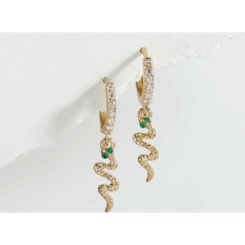 LUNA CHIAO Cubic Zirconia Snake Huggies Hoops Earring - Dangle Drop Earrings for Women